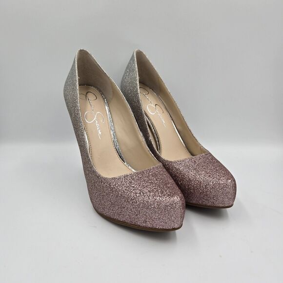 Jessica Simpson Parisah 5" Platform Pump Silver Glitter Ombre Women's Size 8.5 M - Picture 3 of 9